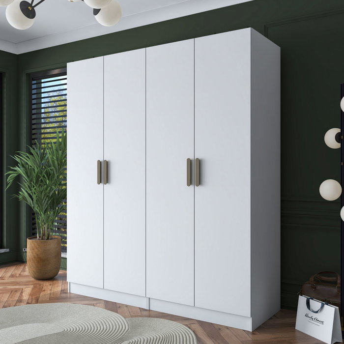 Hanah Home Armario Blanco con Estanterías Hanah Home Armario Blanco con Estanterías